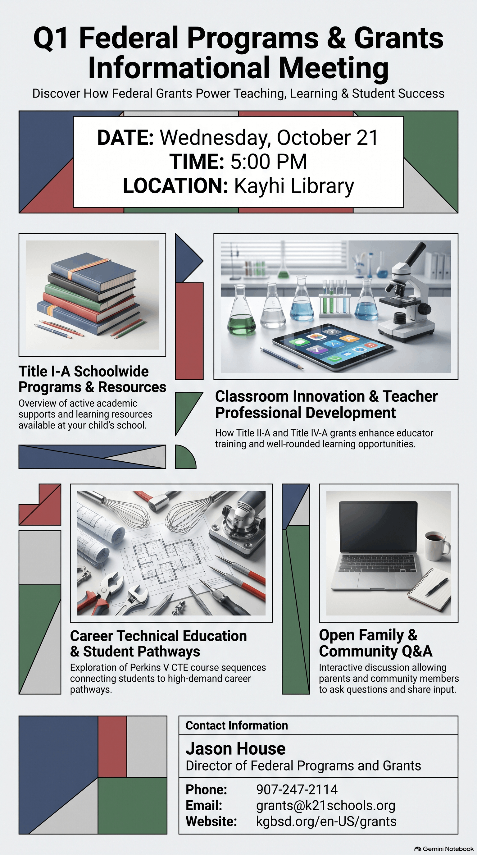 Poster advertising the grants informational meeting